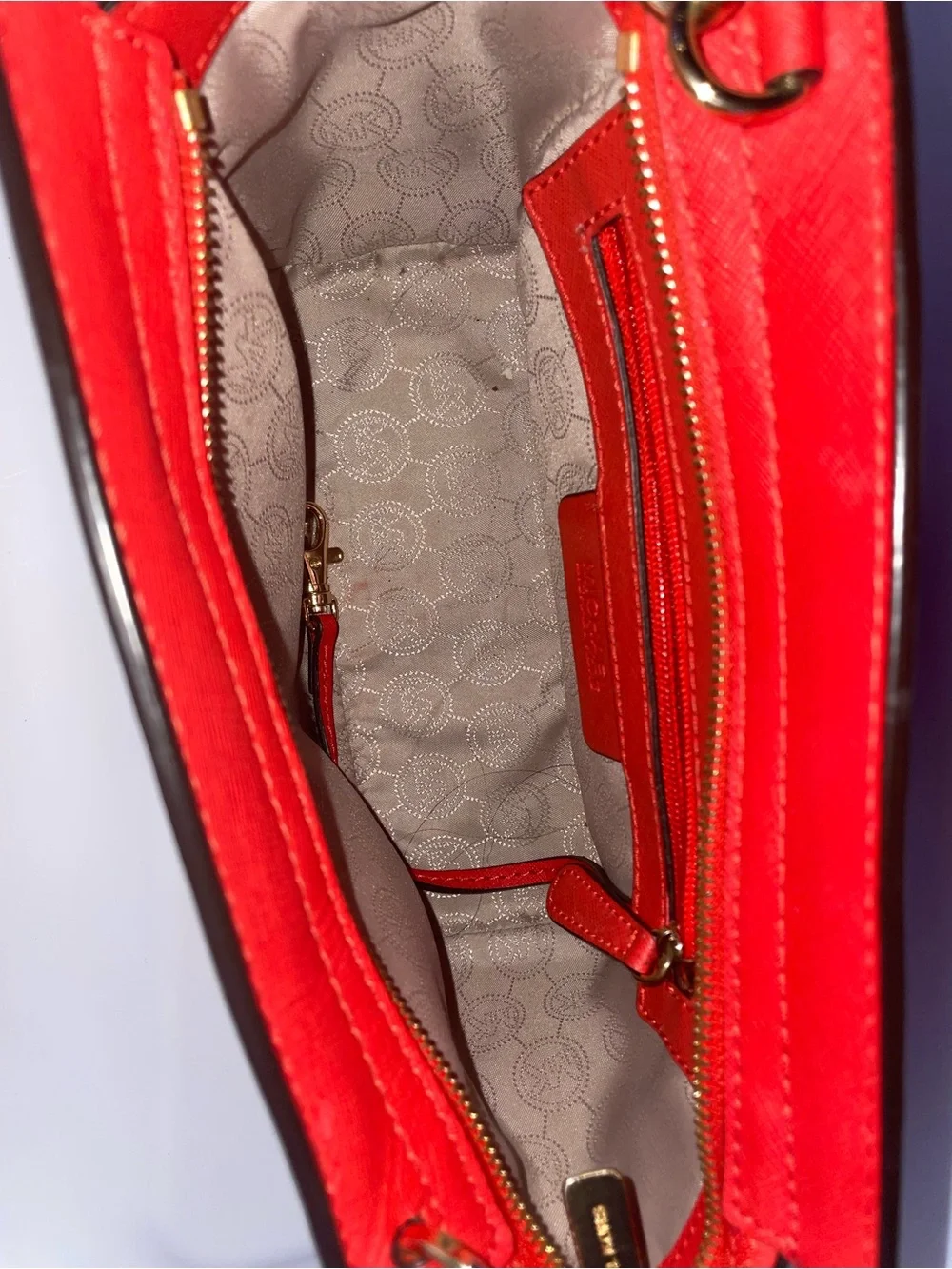 Michael Kors Orange Saffiano Leather Flap Crossbody Bag – Gold Hardware